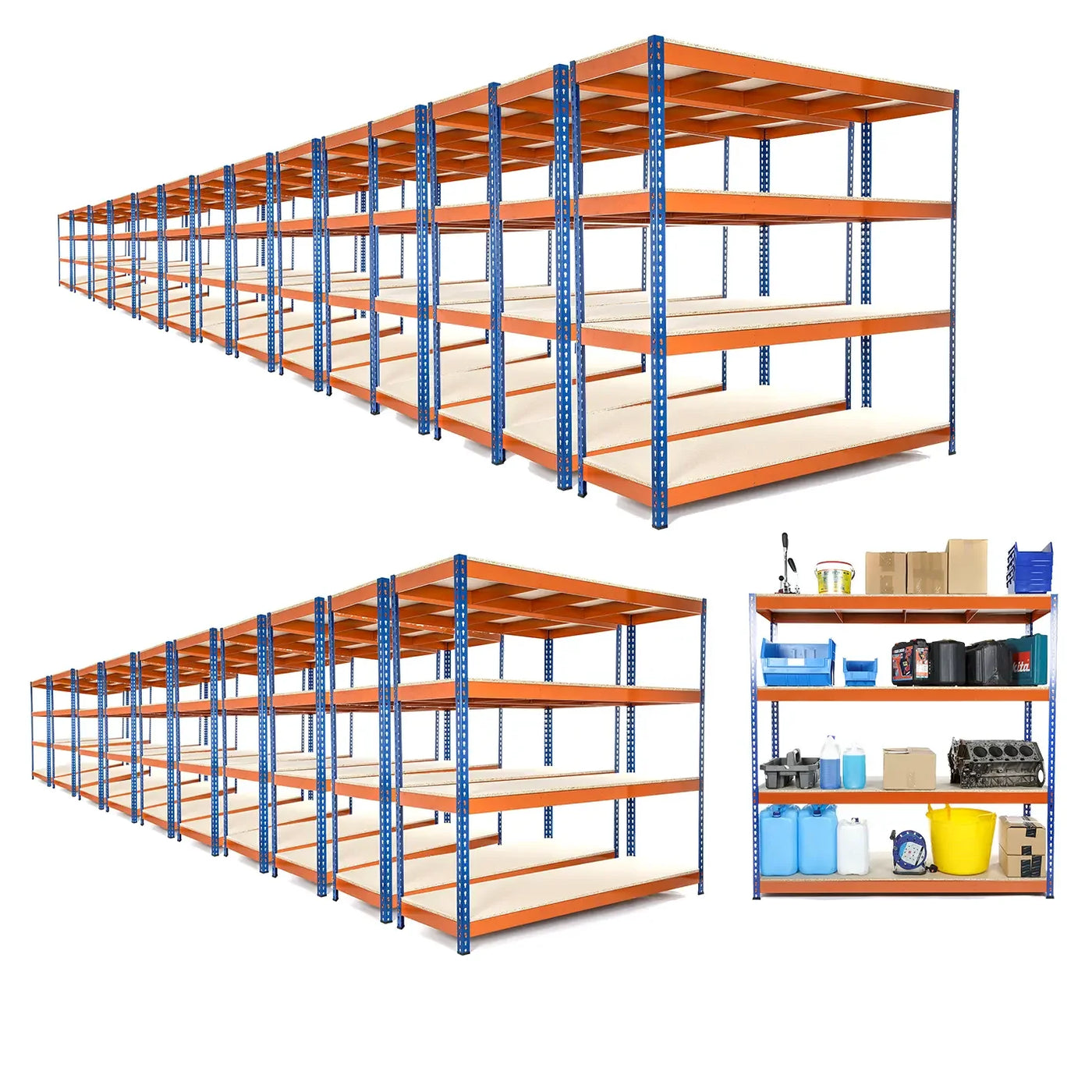blue and orange racking