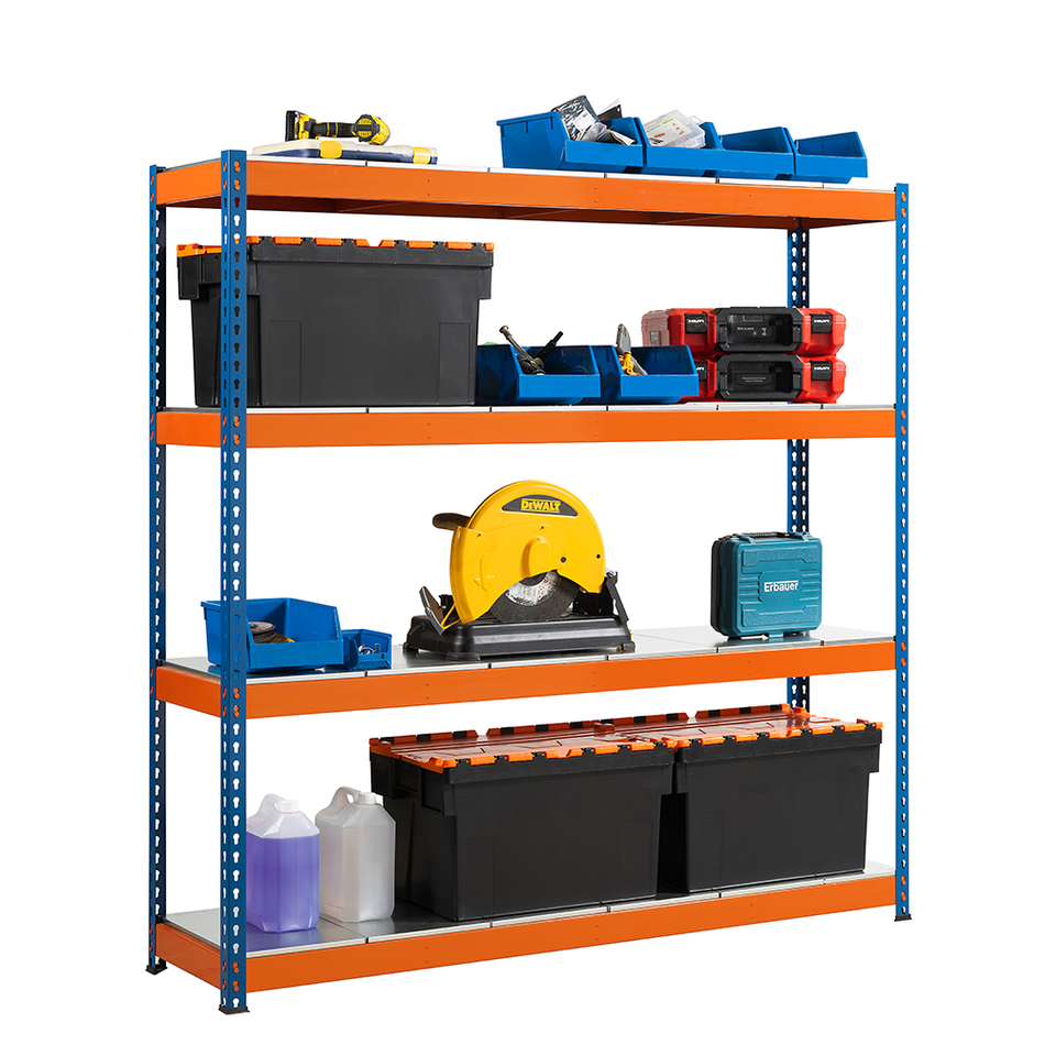 Rayonnage en acier 4 niveaux robuste 1800 mm H x 1800 mm L x 450 mm P - 400 kg UDL par étagère