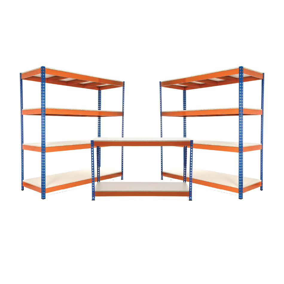 Heavy Duty Garage Storage Deal – 2 x MR011 Shelving Units + 1 x Heavy Duty Workbench