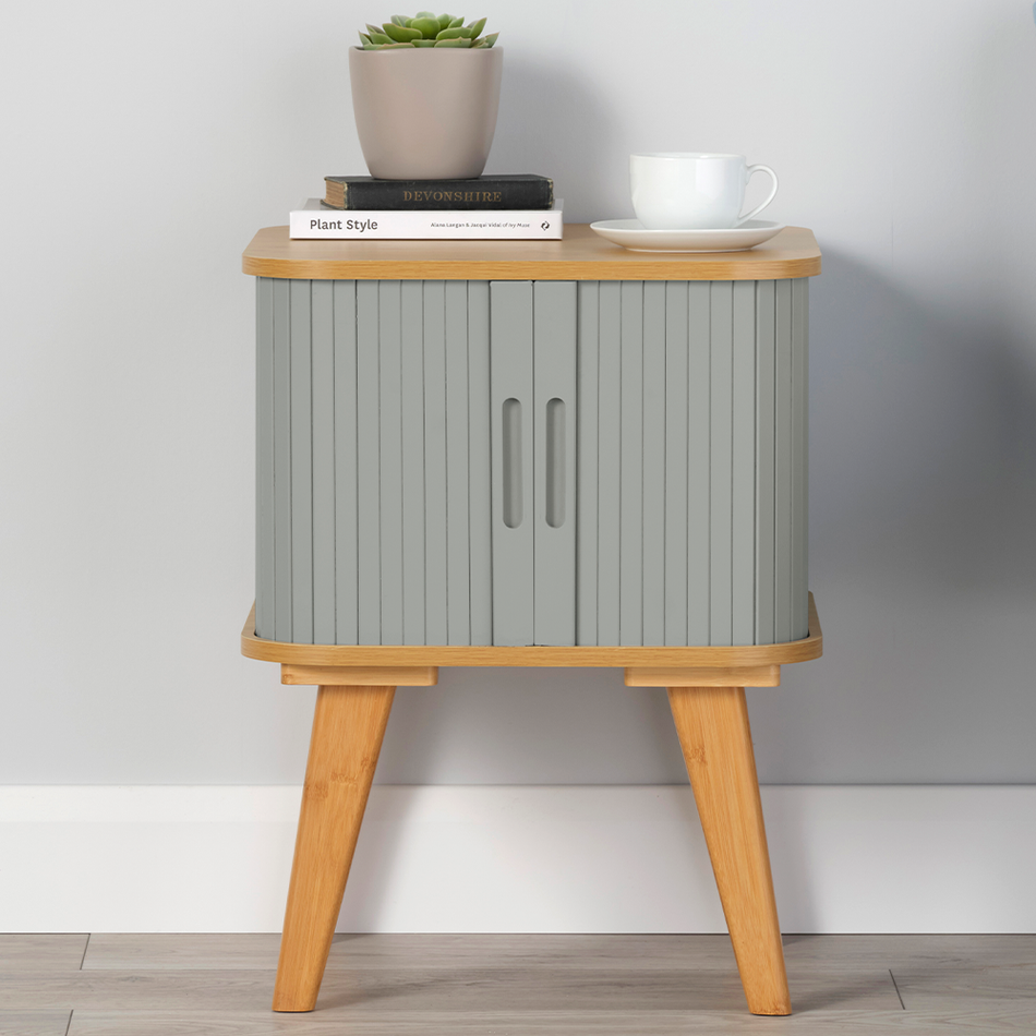 Table d'appoint Copenhagen avec portes coulissantes gris clair