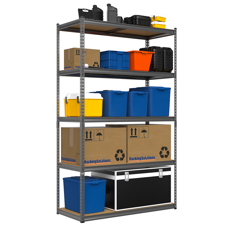 Étagère de garage en acier gris 1800 mm H x 1200 mm L x 600 mm P - 150 kg UDL par étagère