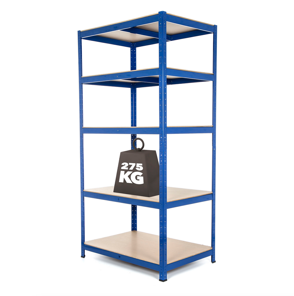 Étagère de garage – Rayonnage 5 niveaux 1800 mm H x 900 mm L x 600 mm P – 200 kg UDL par étagère