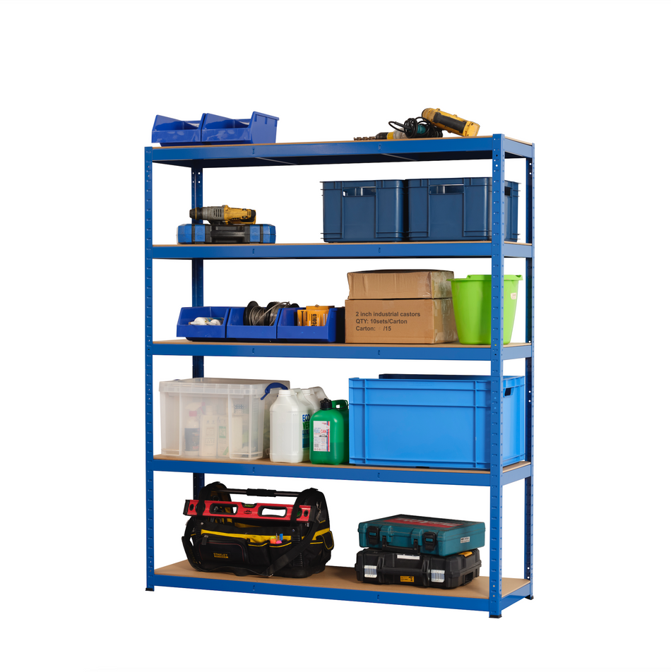 Étagère de garage – Rayonnage 5 niveaux 1800 mm H x 1500 mm L x 600 mm P – 200 kg UDL par étagère