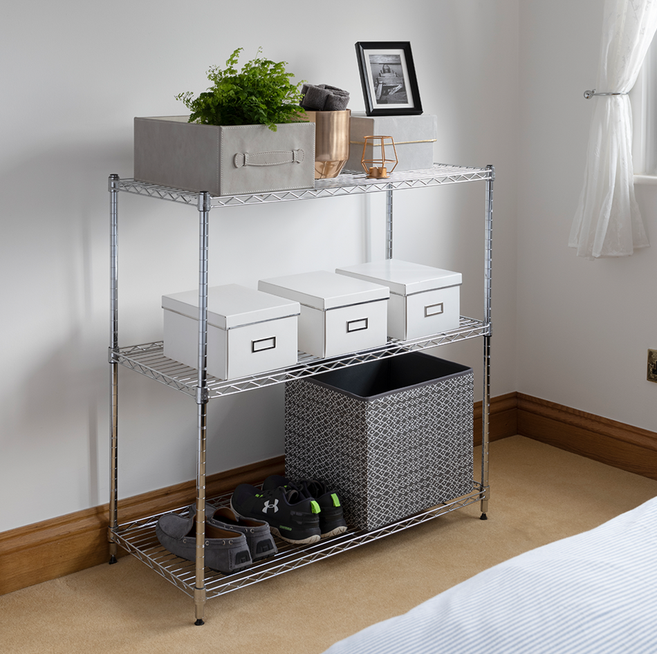 Étagère en fil métallique chromé à 3 niveaux 922 mm H x 912 mm L x 403 mm P - 100 kg UDL par étagère