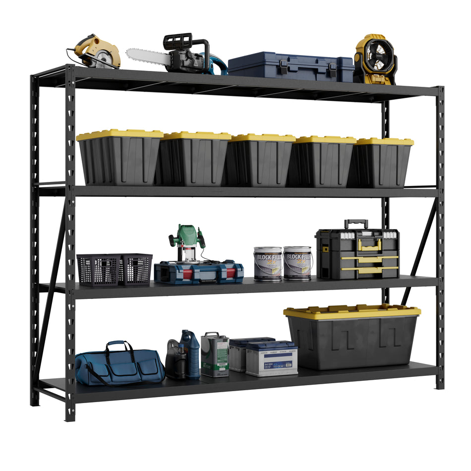 Black Heavy Duty Industrial Racking With Metal Shelves 1830mm H x 2400mm W x 600mm D - 400KG UDL Per Shelf