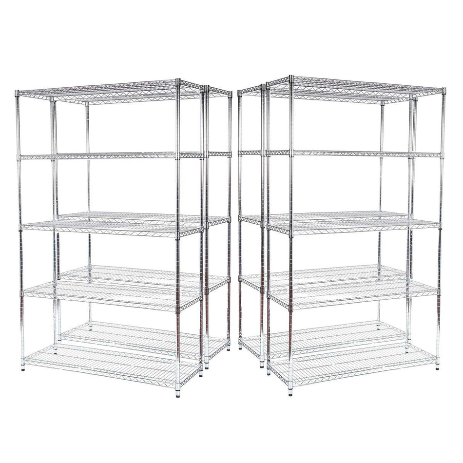Offre d'achat multiple 4 | 10 unités disponibles 1838 mm H x 1212 mm L x 457 mm P - Étagère en fil métallique chromé à 5 niveaux