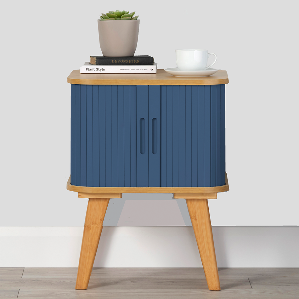 Table d'appoint Copenhagen avec portes coulissantes bleu foncé